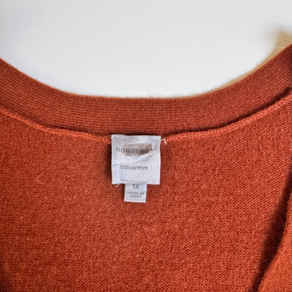 Anthropologie Nouveaux Boxy Cashmere Cardigan – Rust Orange - Picture 7 of 9